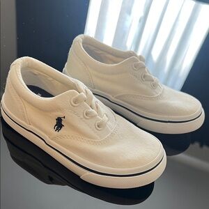 Polo by Ralph Lauren Kids Cream Canvas Sneakers with Navy Logo